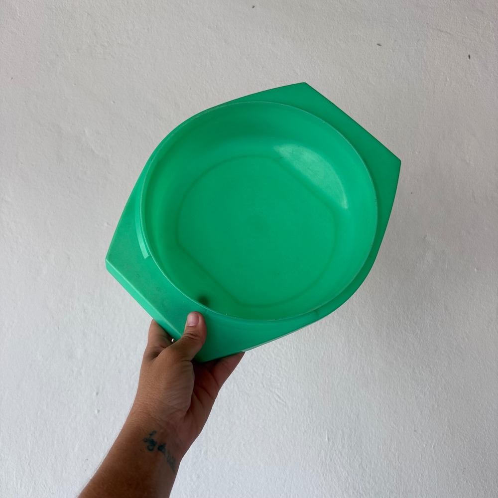 Vintage Tupperware 786-7 Jadeite Green Serving Bowl Handles USA
